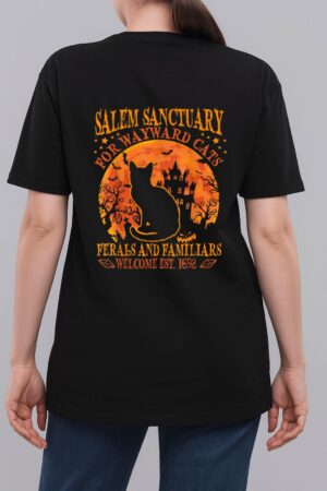 Salem Black Cat Halloween-Shirt Kids Girls Kitten Lover Gift Woman T-Shirt