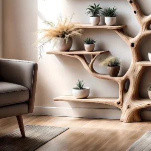 Tree-Shaped Wooden Bookshelf – Decorative Bookcase for Living Room