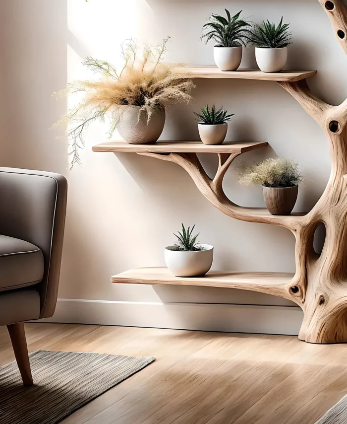 Tree-Shaped Wooden Bookshelf – Decorative Bookcase for Living Room