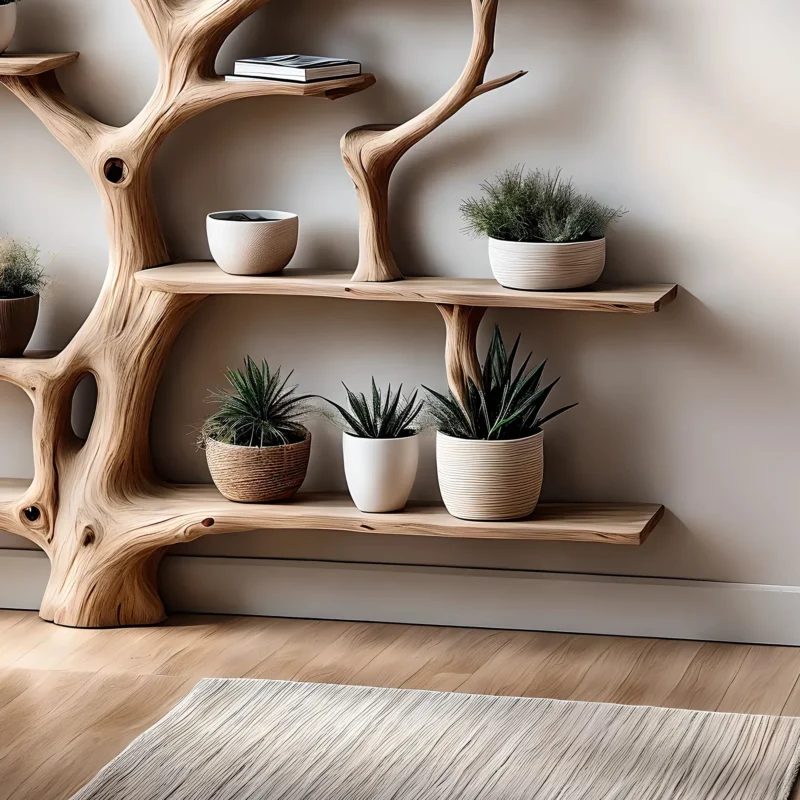Tree-Shaped Wooden Bookshelf – Decorative Bookcase for Living Room - Image 2