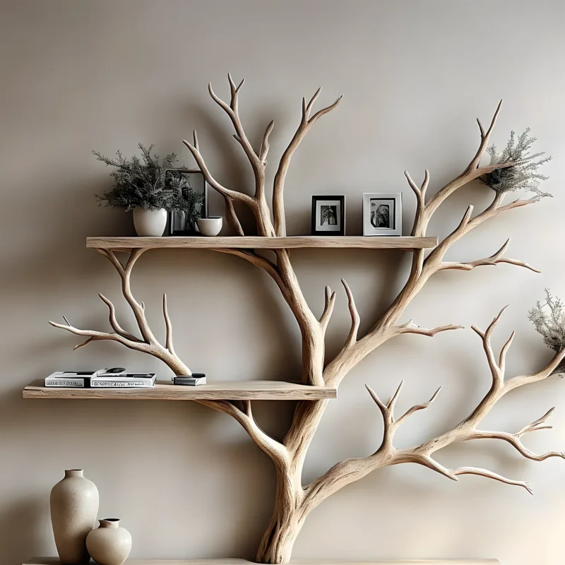 Solid Wood Tree Bookshelf – Nature-Inspired Home Decor Shelf - Image 3