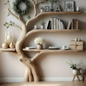 Floating Tree Branch Shelf – Unique Wooden Wall Storage