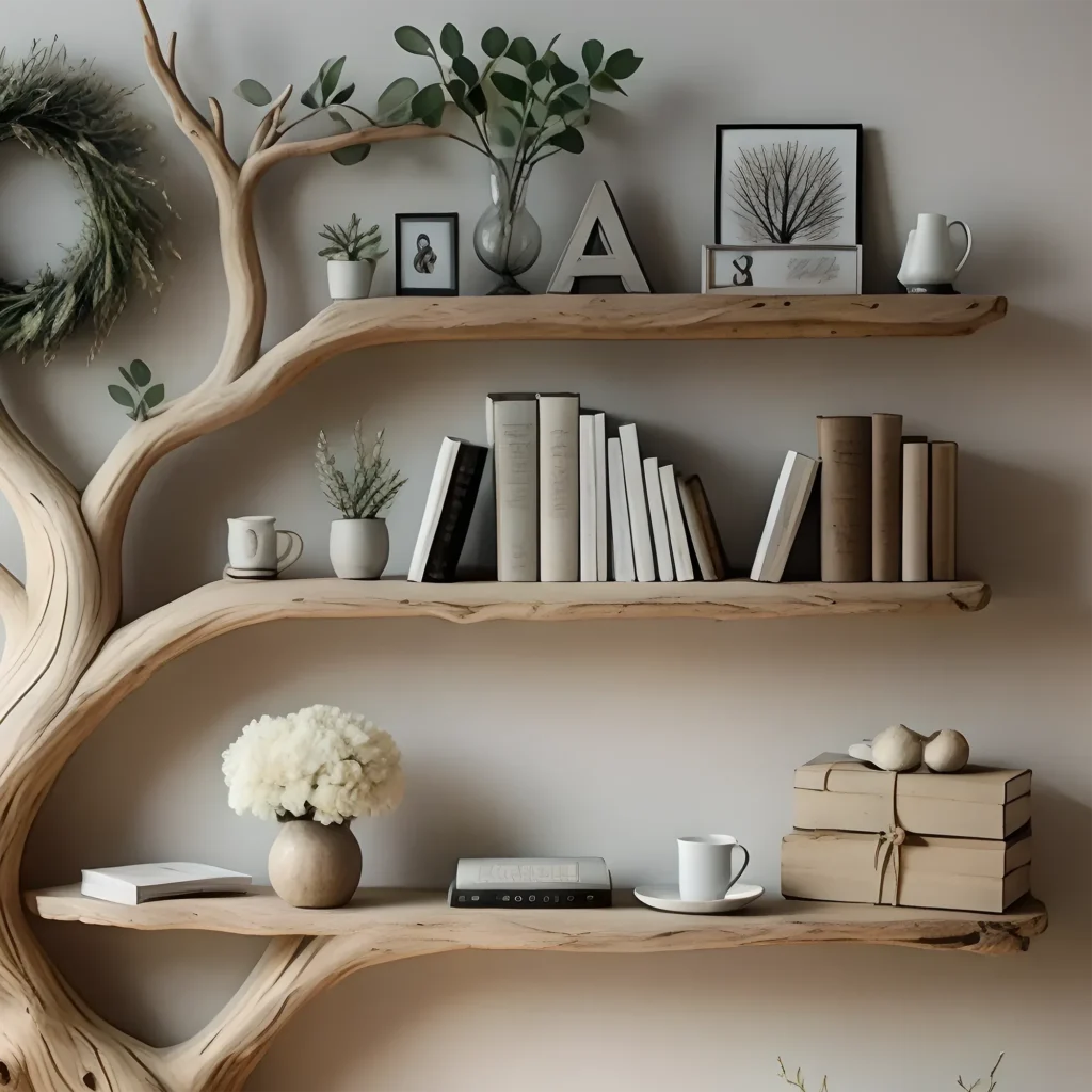 Floating Tree Branch Shelf – Unique Wooden Wall Storage - Image 2