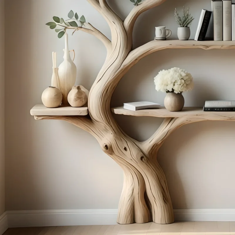 Floating Tree Branch Shelf – Unique Wooden Wall Storage - Image 3
