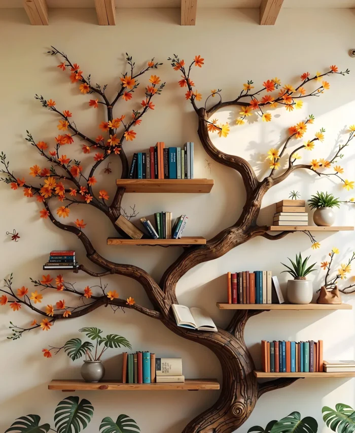 Corner Tree Bookshelf – Space-Saving Decorative Furniture