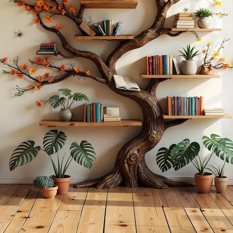 Corner Tree Bookshelf – Space-Saving Decorative Furniture - Image 2