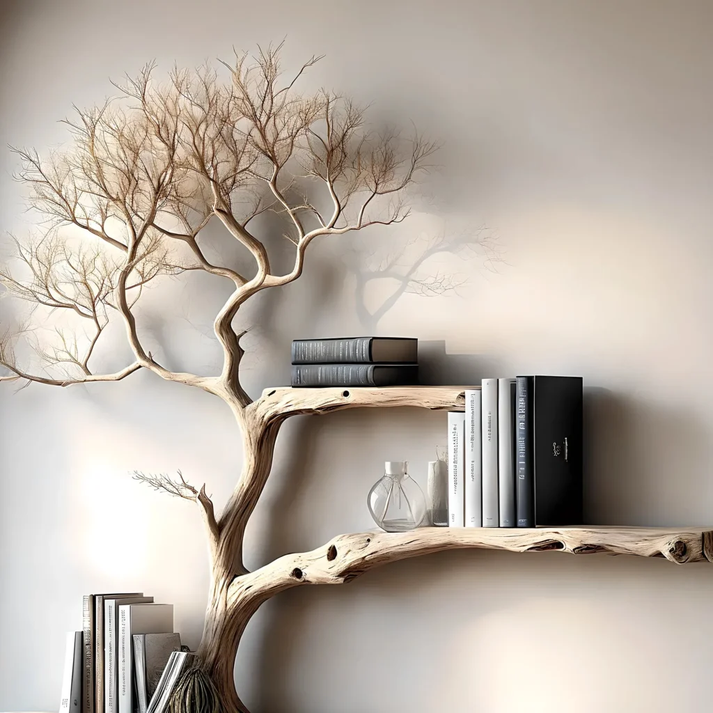 Teak Wood Tree Bookshelf – Luxury Solid Wood Decoration - Image 2