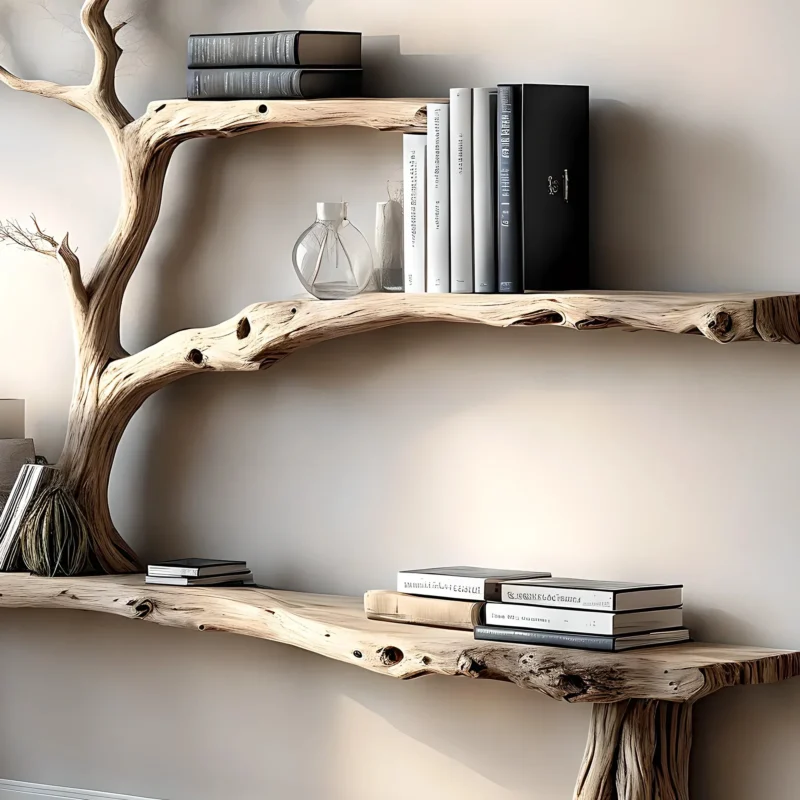 Teak Wood Tree Bookshelf – Luxury Solid Wood Decoration - Image 3