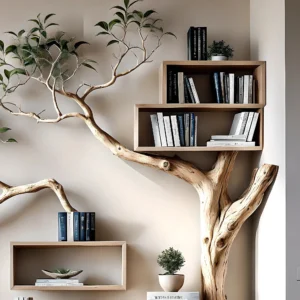 Branch-Shaped Bookshelf – Stylish & Artistic Wooden Storage