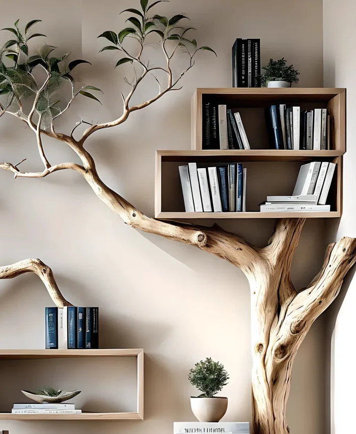 Branch-Shaped Bookshelf – Stylish & Artistic Wooden Storage