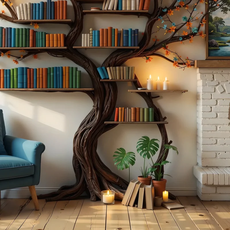 Custom Tree Bookcase – Handmade Wooden Bookshelf for Office - Image 2