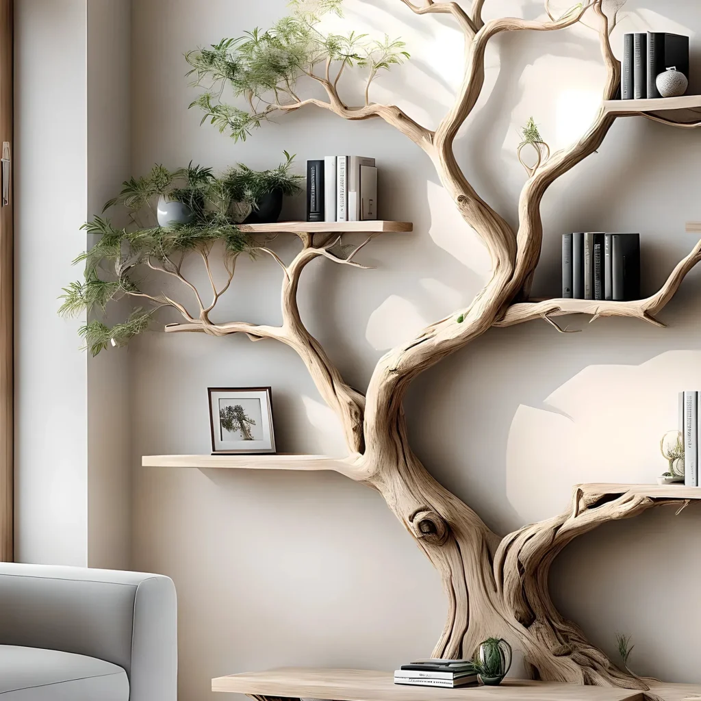 Console Table with Tree Bookshelf – Reading & Storage Combo - Image 2