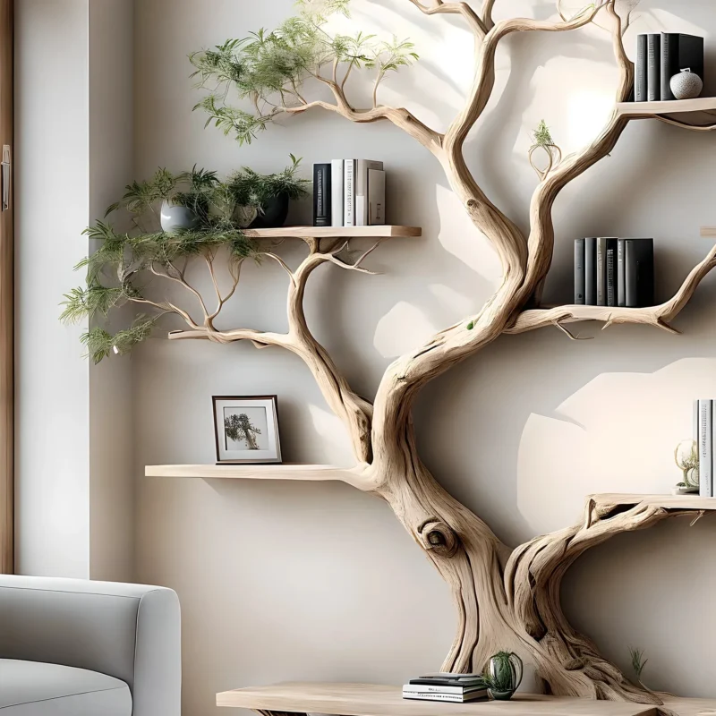 Console Table with Tree Bookshelf – Reading & Storage Combo - Image 2