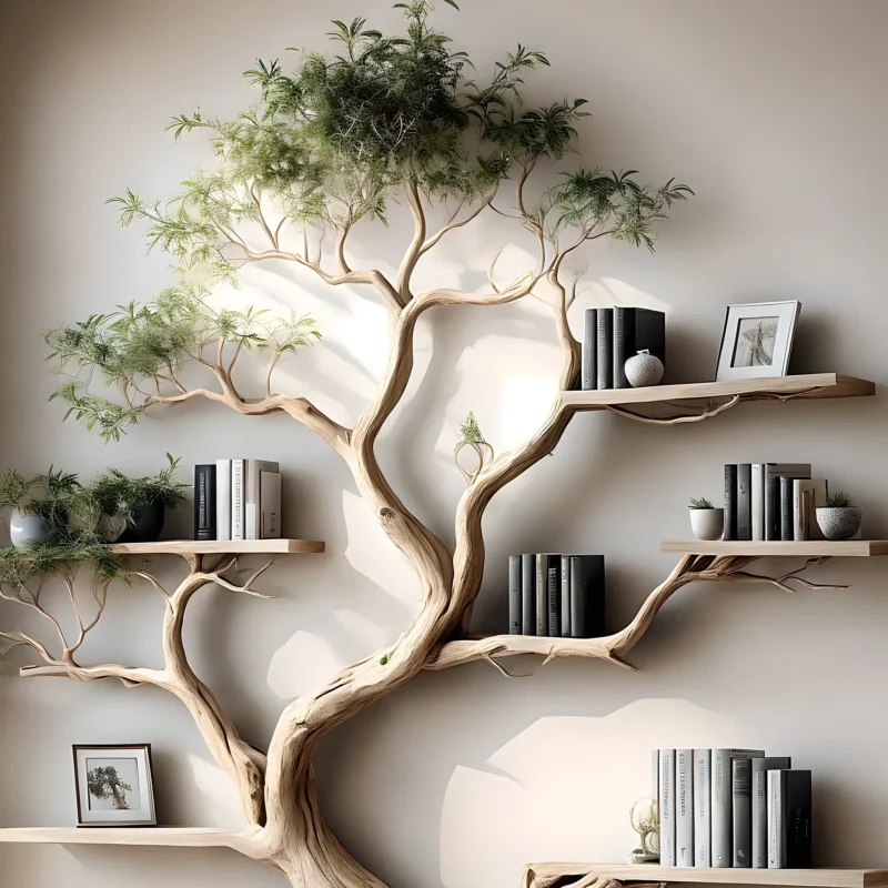 Console Table with Tree Bookshelf – Reading & Storage Combo - Image 3